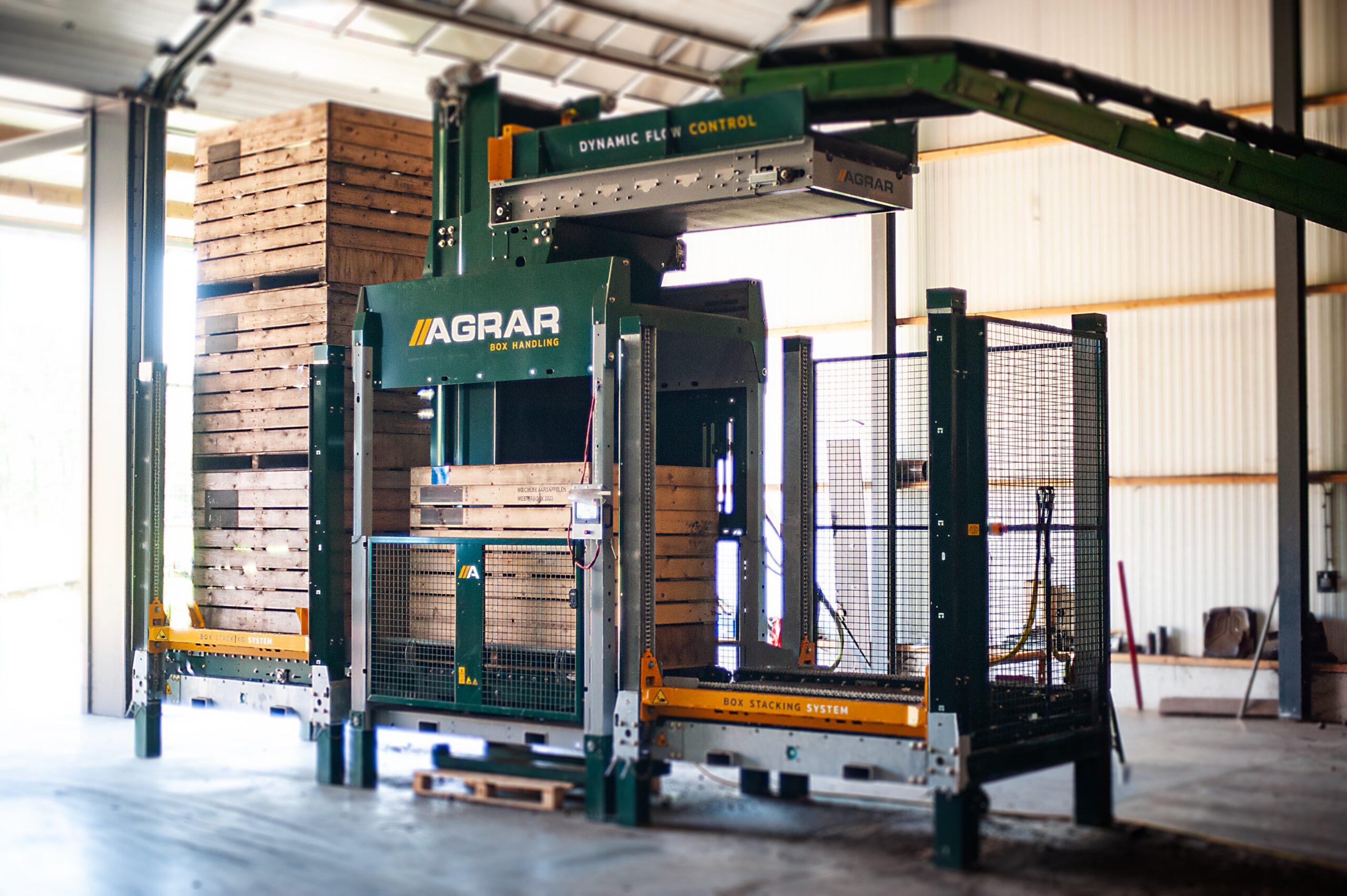BF280 kistenvuller van Agrar Systems met Dynamic Flow Control